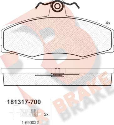 R Brake RB1317-700 - Əyləc altlığı dəsti, əyləc diski furqanavto.az