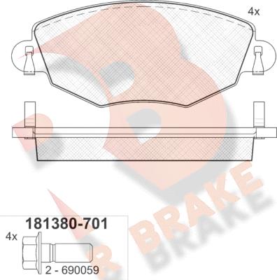 R Brake RB1380-701 - Əyləc altlığı dəsti, əyləc diski furqanavto.az