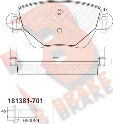 R Brake RB1381-701 - Əyləc altlığı dəsti, əyləc diski furqanavto.az