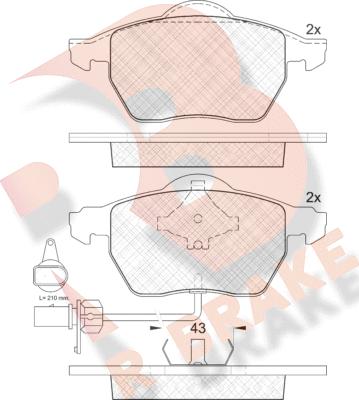 R Brake RB1331-203 - Əyləc altlığı dəsti, əyləc diski furqanavto.az