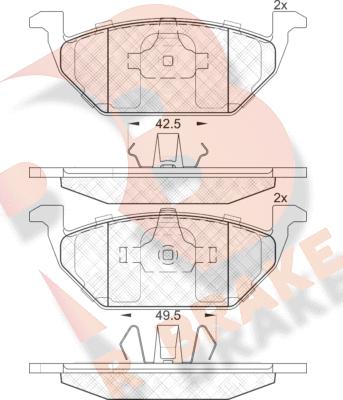 R Brake RB1338 - Əyləc altlığı dəsti, əyləc diski furqanavto.az