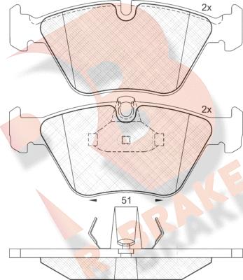 R Brake RB1296 - Əyləc altlığı dəsti, əyləc diski furqanavto.az