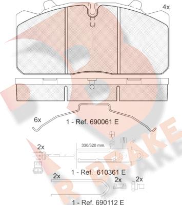 R Brake RB1253-124 - Əyləc altlığı dəsti, əyləc diski furqanavto.az