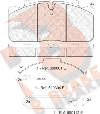 R Brake RB1253-122 - Əyləc altlığı dəsti, əyləc diski furqanavto.az