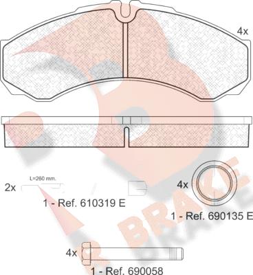 R Brake RB1208-123 - Əyləc altlığı dəsti, əyləc diski furqanavto.az