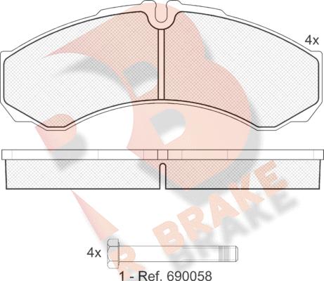 R Brake RB1208 - Əyləc altlığı dəsti, əyləc diski furqanavto.az