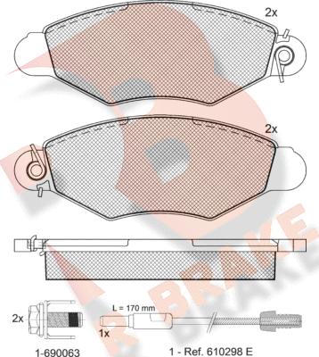 R Brake RB1217-203 - Əyləc altlığı dəsti, əyləc diski furqanavto.az