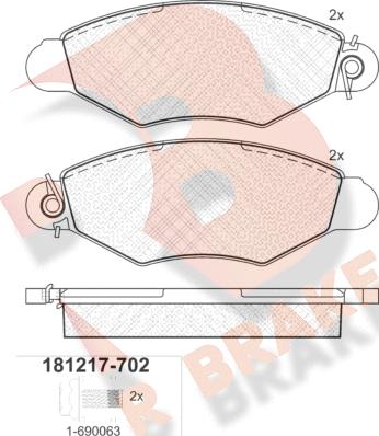 R Brake RB1217-702 - Əyləc altlığı dəsti, əyləc diski furqanavto.az