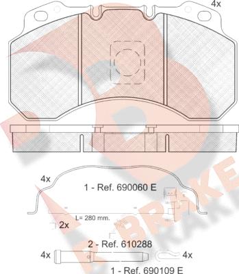 R Brake RB1280-119 - Əyləc altlığı dəsti, əyləc diski furqanavto.az