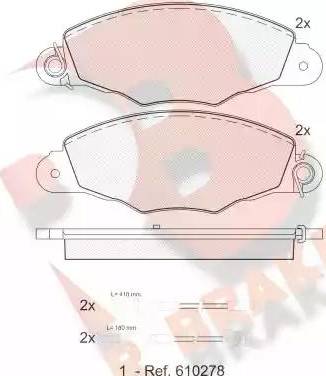 R Brake RB1278 - Əyləc altlığı dəsti, əyləc diski furqanavto.az