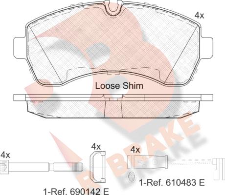 R Brake RB1785-203 - Əyləc altlığı dəsti, əyləc diski furqanavto.az