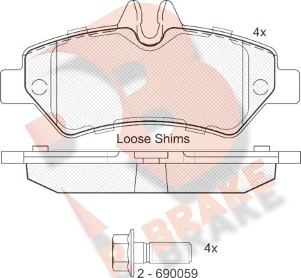 R Brake RB1787-204 - Əyləc altlığı dəsti, əyləc diski furqanavto.az