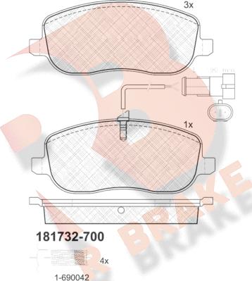 R Brake RB1732-700 - Əyləc altlığı dəsti, əyləc diski furqanavto.az