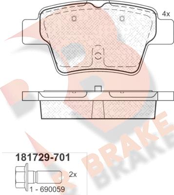 R Brake RB1729-701 - Əyləc altlığı dəsti, əyləc diski furqanavto.az