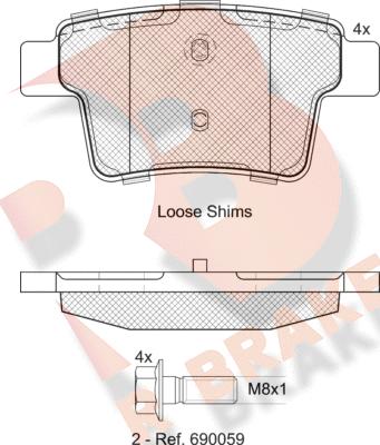 R Brake RB1722-701 - Əyləc altlığı dəsti, əyləc diski furqanavto.az