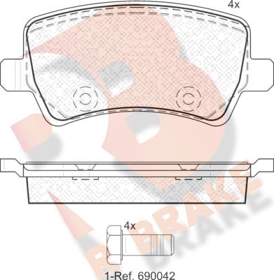 R Brake RB1776 - Əyləc altlığı dəsti, əyləc diski furqanavto.az