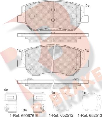 R Brake RB2441 - Əyləc altlığı dəsti, əyləc diski furqanavto.az