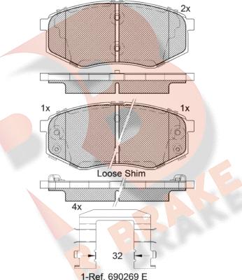 R Brake RB2094 - Əyləc altlığı dəsti, əyləc diski furqanavto.az