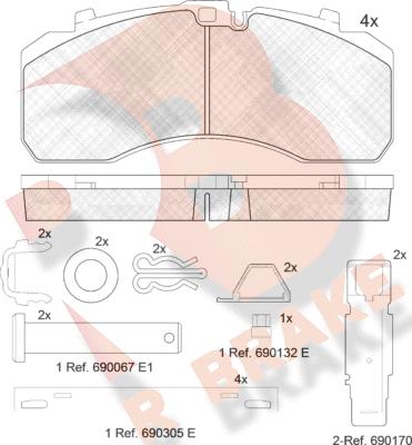 R Brake RB2091-073 - Əyləc altlığı dəsti, əyləc diski furqanavto.az