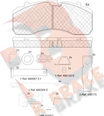 R Brake RB2091-113 - Əyləc altlığı dəsti, əyləc diski furqanavto.az