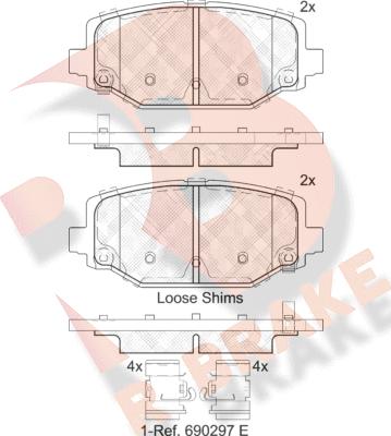 R Brake RB2053 - Əyləc altlığı dəsti, əyləc diski furqanavto.az