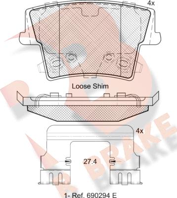 R Brake RB2069 - Əyləc altlığı dəsti, əyləc diski furqanavto.az