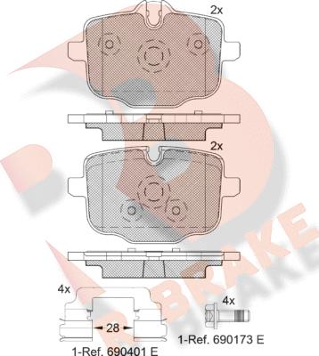 R Brake RB2005-202 - Əyləc altlığı dəsti, əyləc diski furqanavto.az