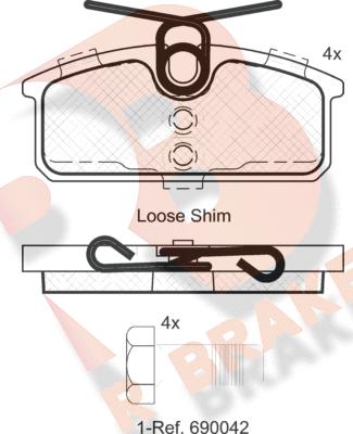 R Brake RB2084 - Əyləc altlığı dəsti, əyləc diski furqanavto.az