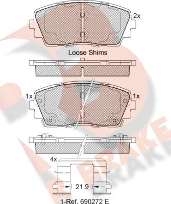 R Brake RB2034 - Əyləc altlığı dəsti, əyləc diski furqanavto.az