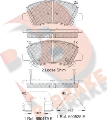 R Brake RB2035-233 - Əyləc altlığı dəsti, əyləc diski furqanavto.az