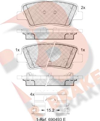 R Brake RB2036-066 - Əyləc altlığı dəsti, əyləc diski furqanavto.az