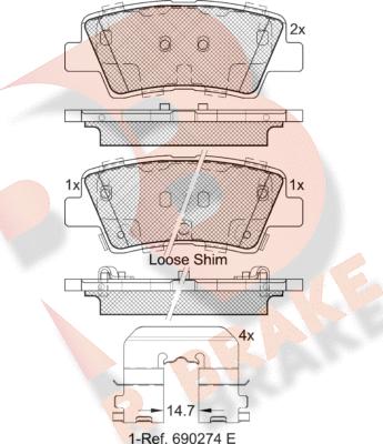 R Brake RB2036 - Əyləc altlığı dəsti, əyləc diski furqanavto.az