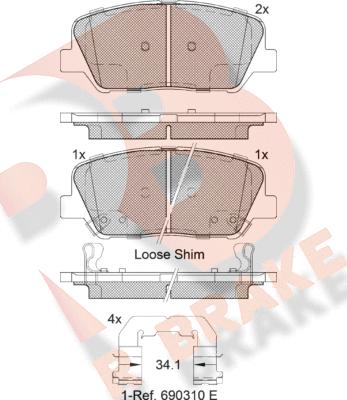 R Brake RB2102 - Əyləc altlığı dəsti, əyləc diski furqanavto.az