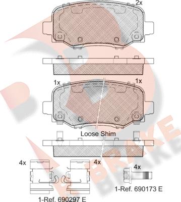 R Brake RB2176-203 - Əyləc altlığı dəsti, əyləc diski furqanavto.az