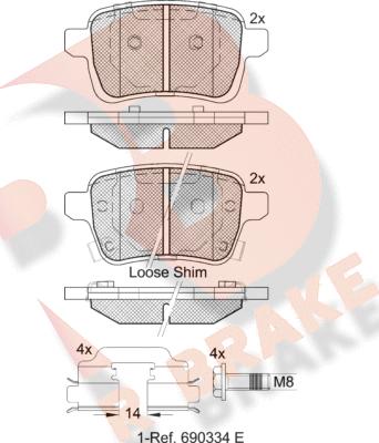 R Brake RB2170-203 - Əyləc altlığı dəsti, əyləc diski furqanavto.az