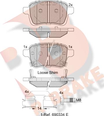 R Brake RB2170 - Əyləc altlığı dəsti, əyləc diski furqanavto.az