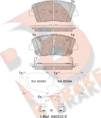 R Brake RB2368 - Əyləc altlığı dəsti, əyləc diski furqanavto.az