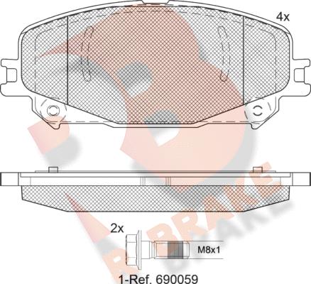 R Brake RB2304 - Əyləc altlığı dəsti, əyləc diski furqanavto.az