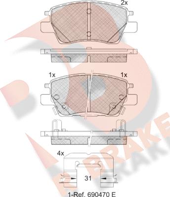 R Brake RB2311 - Əyləc altlığı dəsti, əyləc diski furqanavto.az