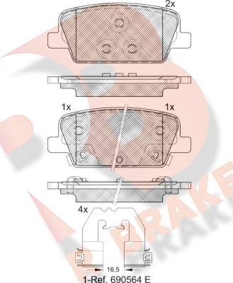 R Brake RB2388 - Əyləc altlığı dəsti, əyləc diski furqanavto.az