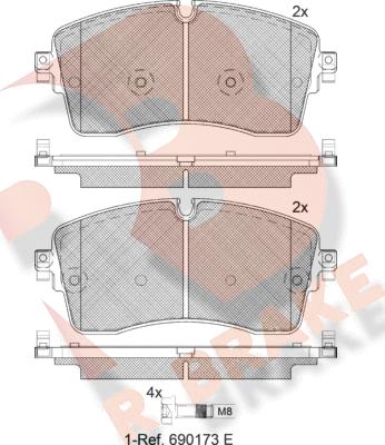 R Brake RB2335 - Əyləc altlığı dəsti, əyləc diski furqanavto.az