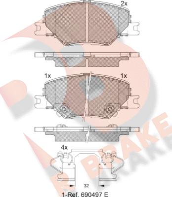 R Brake RB2332 - Əyləc altlığı dəsti, əyləc diski furqanavto.az