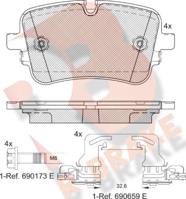 R Brake RB2248-203 - Əyləc altlığı dəsti, əyləc diski furqanavto.az