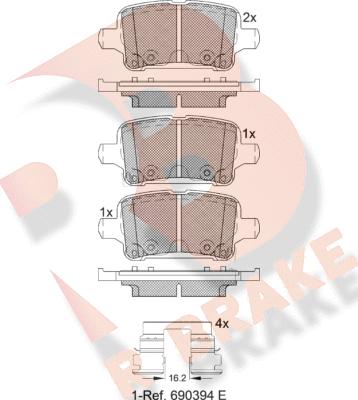 R Brake RB2257 - Əyləc altlığı dəsti, əyləc diski furqanavto.az