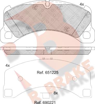 R Brake RB2206-208 - Əyləc altlığı dəsti, əyləc diski furqanavto.az