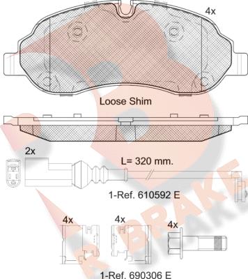 R Brake RB2217 - Əyləc altlığı dəsti, əyləc diski furqanavto.az