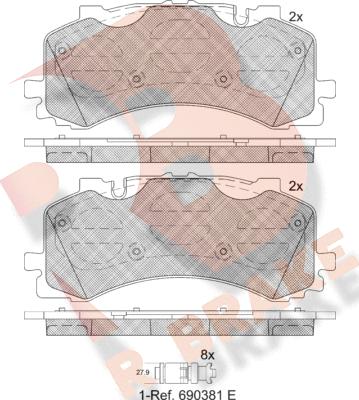 R Brake RB2281 - Əyləc altlığı dəsti, əyləc diski furqanavto.az