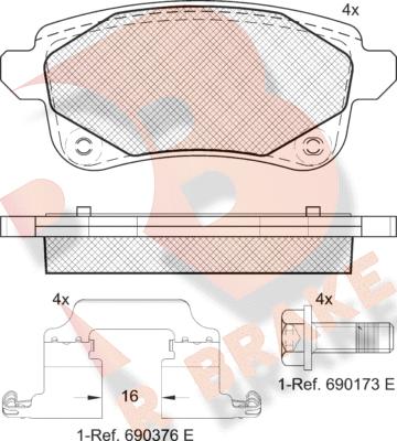 R Brake RB2222-208 - Əyləc altlığı dəsti, əyləc diski furqanavto.az