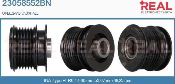 REAL 23058552BN - Kasnak, alternator, sərbəst dönərli mufta furqanavto.az