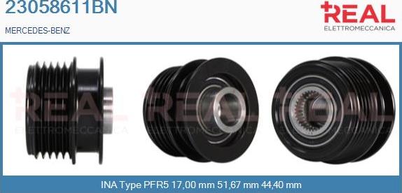 REAL 23058611BN - Kasnak, alternator, sərbəst dönərli mufta furqanavto.az